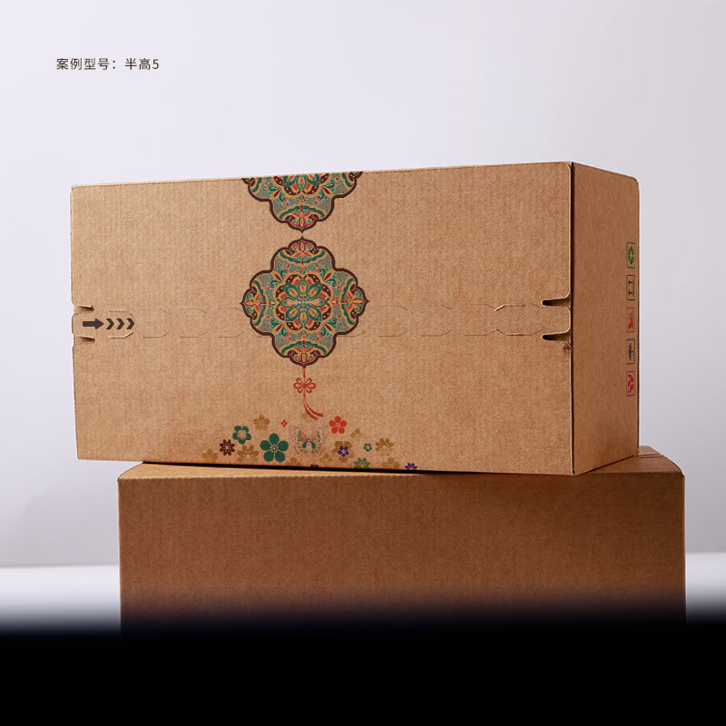 复古吊坠图案印刷空包装纸盒物流空盒电商打包免胶带拉链纸箱182