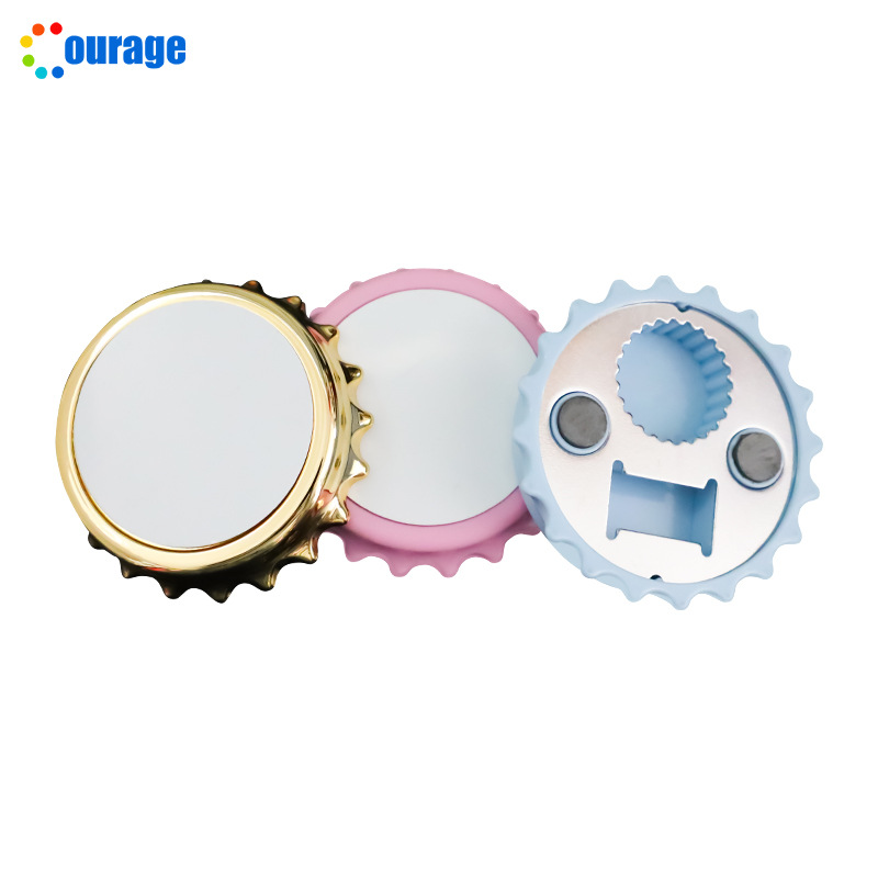 Abridor de botellas de cerveza portátil multiusos dos en uno etiqueta engomada del refrigerador abridor de tapas de botellas abridor de botellas de regalo logotipo impreso