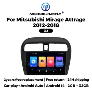 Mitsubishi Mirage Attrage üçün Android avtomobil GPS naviqasiya MP5 Bluetooth Carplay