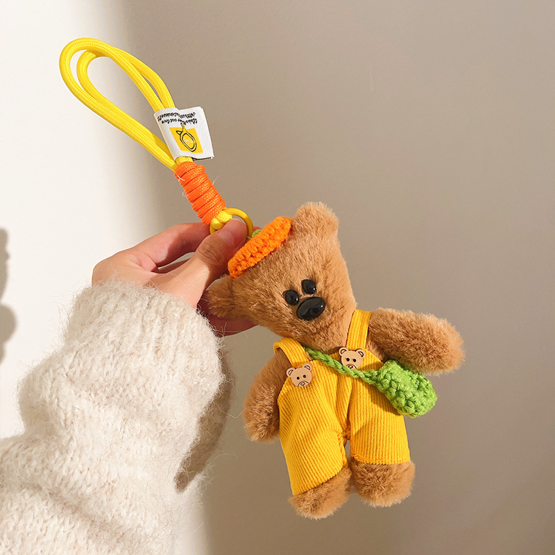 Peludo Bean Bear Keychain Colgante pareja de muñecas de amigos bolsos de teléfono móvil colgante colgante muñecas