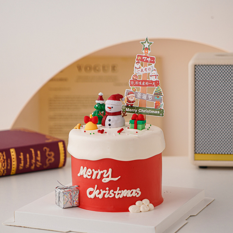 2026 Merry Christmas Cake Decoration Street Sign Scarf Snowman Christmas Tree Merry Christmas Plug-In