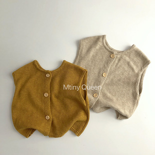 Simple heavy industry ~ Japanese retro waistcoat ~ Korean children's sweater foreign style men's and women's tide treasure knitted all-match waistcoat