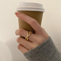 復古s925銀幾何鏈條戒指女簡約輕奢設計感指環港風ins食指戒潮