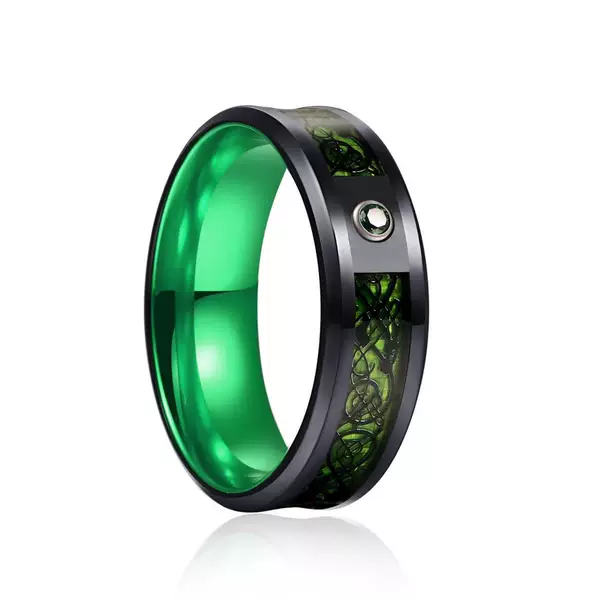Standard American Size Two-Tone Dragon Pattern Tungsten Steel Ring, Metal Titanium Steel Ceramic Ring, Titanium Gold Ring for Men, Cross-Border Dropshipping