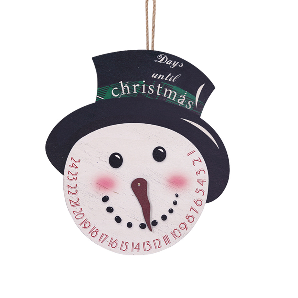 Christmas New cartoon Christmas wooden pendant indoor decoration Christmas tree pendant Christmas Snowman clock door plate ornaments_voghion.com