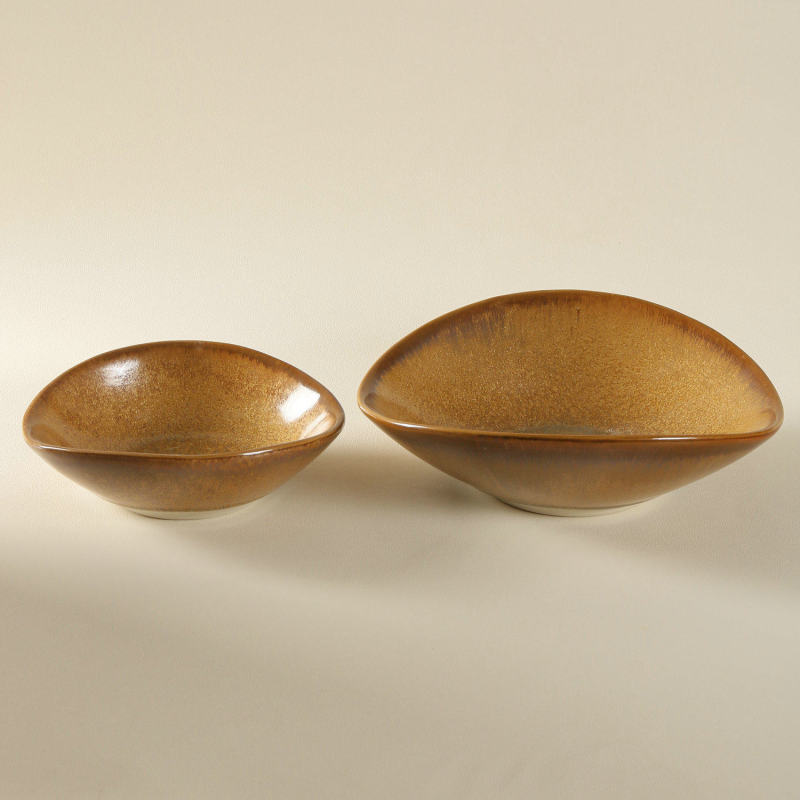 Jiutian Japanese-Style Ceramic Bowl and Plate Set for Home Use, Rustic Oval Bowl, Salad Bowl, High Aesthetic Value, Vintage-Inspired Tableware