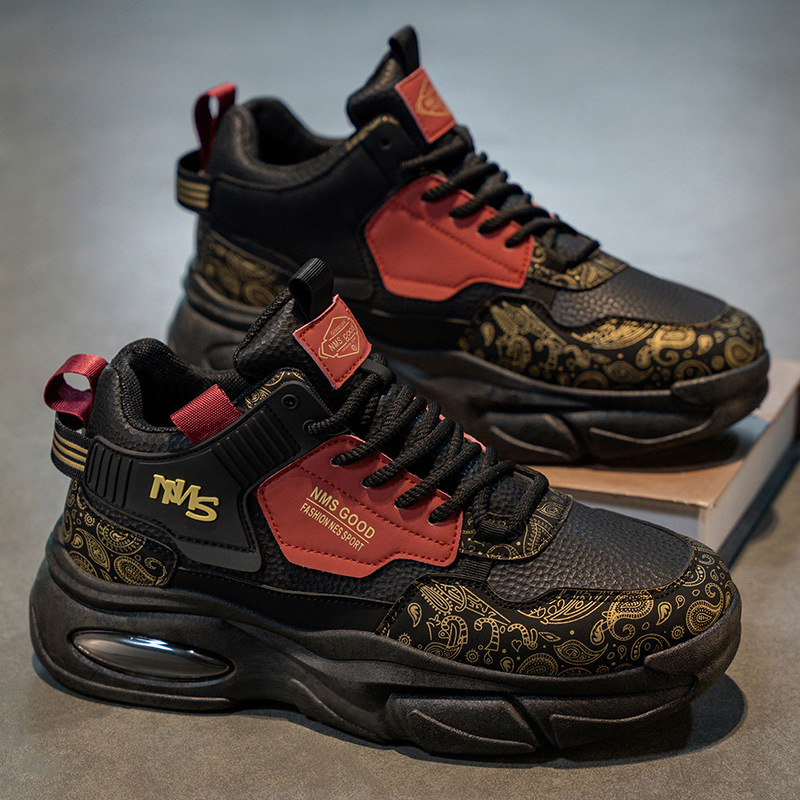 2025 otoño zapatos de hombre nuevos zapatos de deporte transpirables juveniles de alta altura tendencia versátil con suela gruesa zapatos casuales de papá hombre