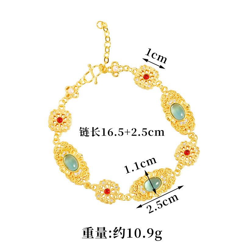 Retro Vietnam arena oro pulsera China diamantes de viento hueco filamento flor brocado pulsera mujer no se desvanece joyas