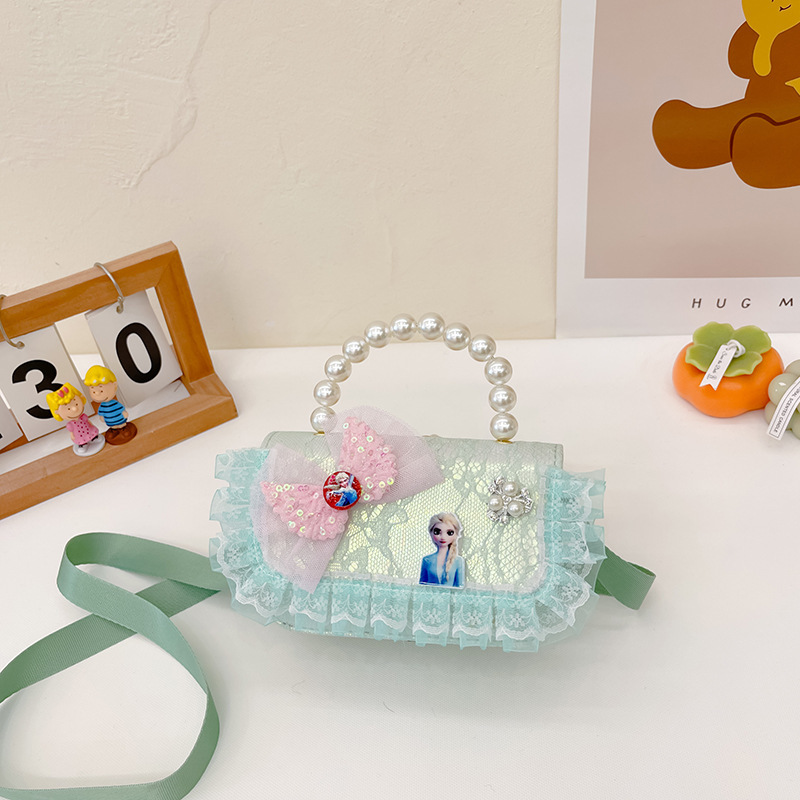 Bolsos para niños nuevos bolsos de perlas princesa niñas lindos bolsos de hombro de encaje arco cambio mochila
