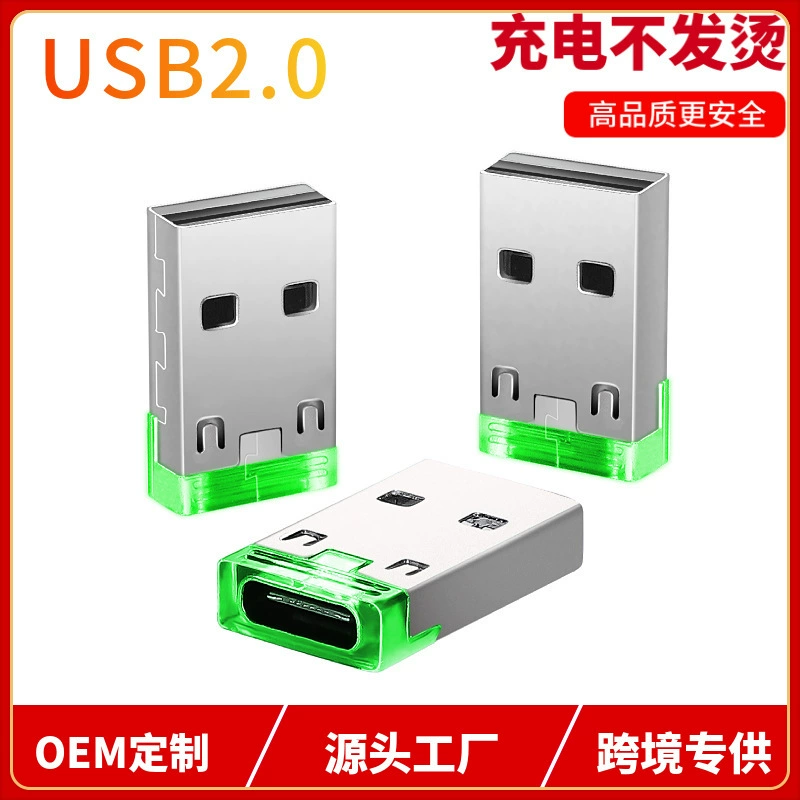 USB Type-C женский to USB male OTG адаптер с подсветкой индикатора PD быстрая зарядка кабель данных C to A