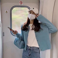 可爱风多色毛衣外套百搭宽松开衫慵懒日系单排扣线衫温柔针织衫女