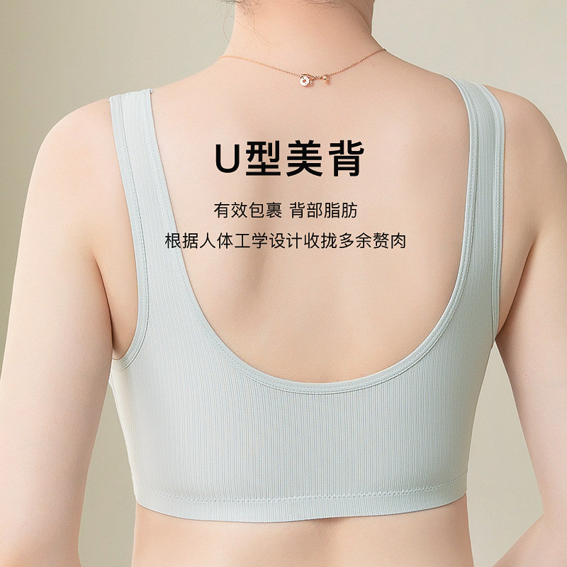 Ropa interior para madres verano delgado sin anillo de acero sujetador con hebilla delantera mujeres de mediana edad y ancianos ropa interior de sujetador estilo chaleco de talla grande