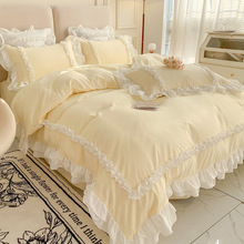 法式浪漫公主风床上四件套女床品床单三件套奶油风非被套