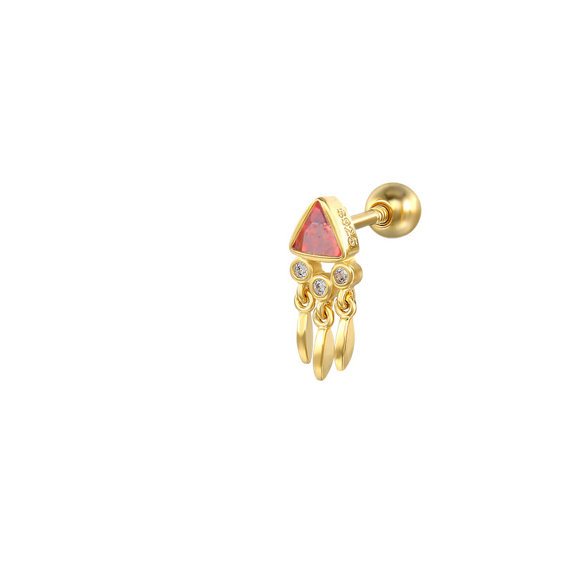 2g Weight 18K Gold Plated Plating Material Ear Studs Classification 1 Piece Quantity Holiday, Daily Occasion 925 Sterling Silver Material Triangle, Tassel Pattern Unisex Gender Casual, Simple Style Style 1 Piece Ear Cartilage Rings & Studs Casual Simple Style Triangle Tassel 925 Sterling Silver 18K Gold Plated 12