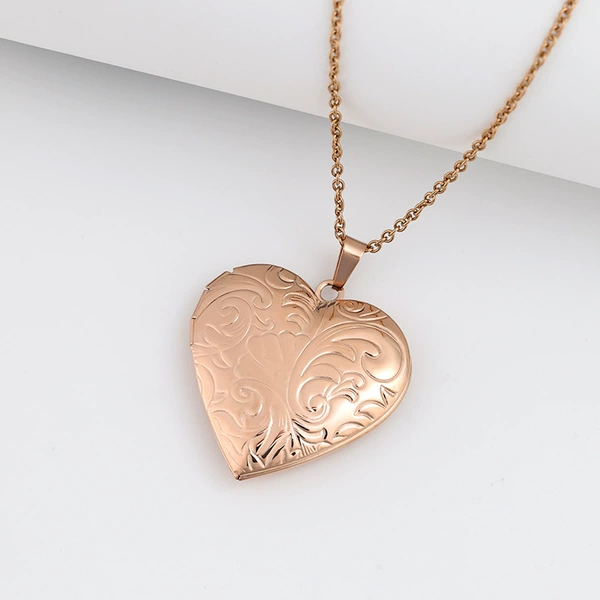 Golden necklace heart shaped, 29mm, pink gold