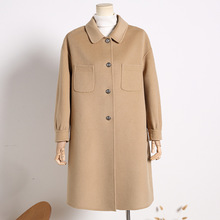 羊毛羊絨大衣女中長款2022秋冬新款韓版簡約寬松大氣雙面呢外套