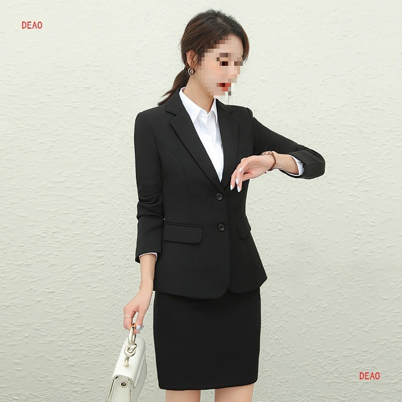 Set, long-sleeve, classic suit jacket for work, slim fit