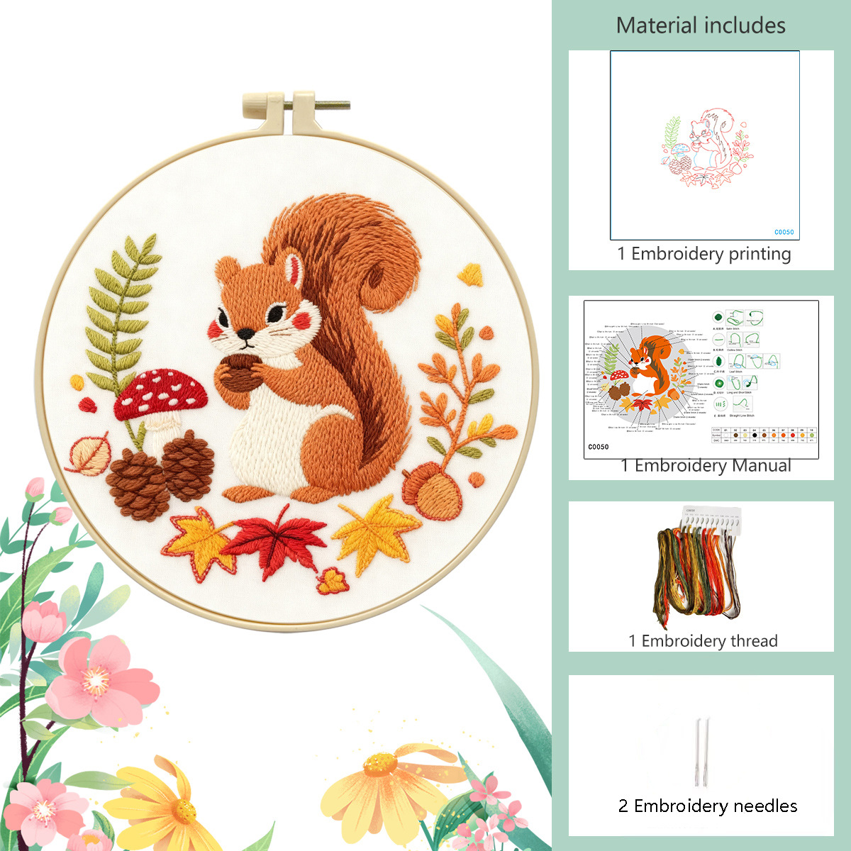 Paquete básico de materiales de costura (incluye 2 agujas de costura de tela bordada)