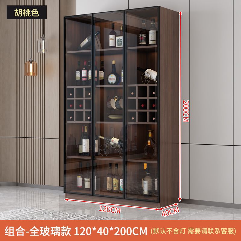 Light Luxury Solid Wood Wine Cabinet Modern Simple Wall-Mounted Living Room Glass Door Display Cabinet Small High-End Home Storage Cabinet