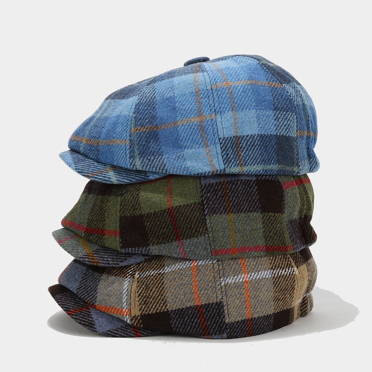 Women's Retro Plaid Short Brim Beret Hat display picture 1