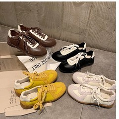 现货内增高德训鞋女2025新款秋平底系带休闲运动复古阿甘鞋女鞋