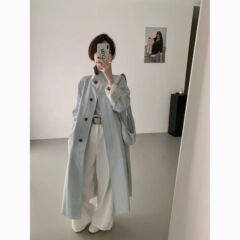 2025春秋新款小个子韩系中长款立领风衣外套女日系英伦风休闲