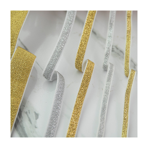 Wholesale 1cm wide high elastic elastic band lace webbing accessories gold and silver clothing fabric underwear wedding dress