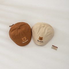 Kids' Hat, Spring/Summer New Arrival, Korean-style Cartoon Bear Design, Unisex Beret—Adjustable, Breathable, Sun-Protective & Sun-Blocking Cap