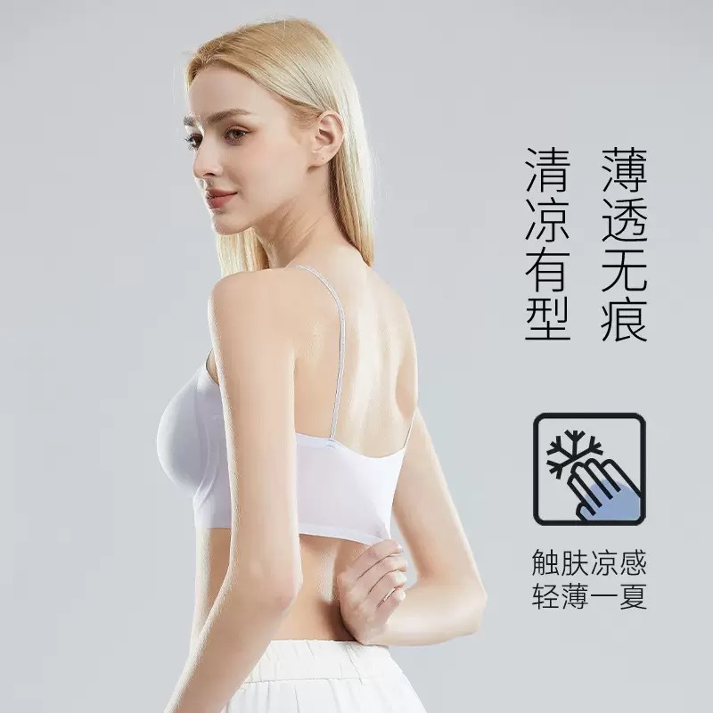 Verano camellia sin marca ropa interior mujer se reúne para evitar la caída de la columna vertebral chaleco tipo bra fijo copa bra de belleza