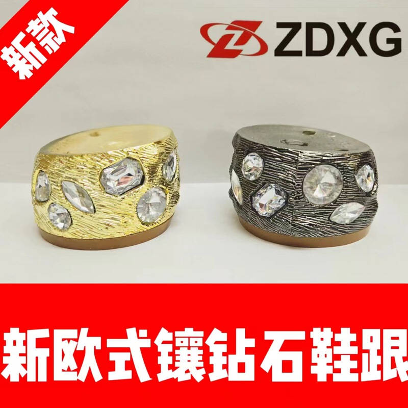 Zhengda heel sole 57222-16 new ladies gold retro European grain diamond high-grade thick heel