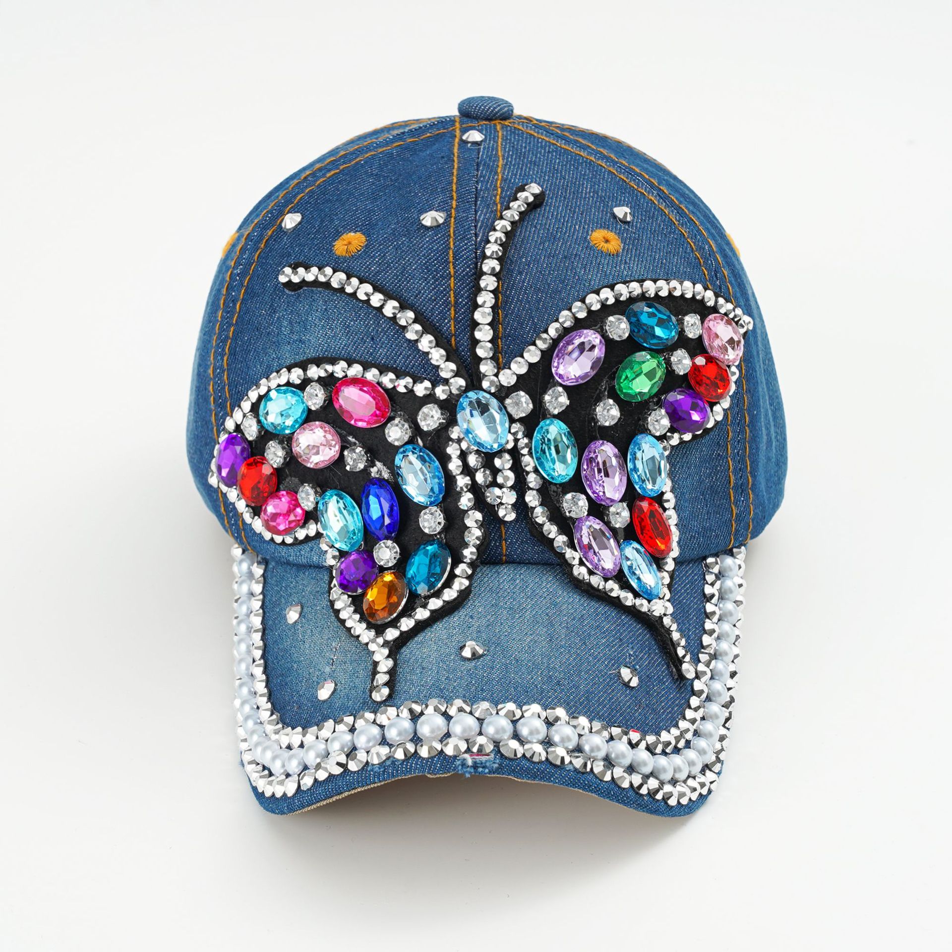 Nueva gorra de béisbol mariposa diamante Denim enarboló la gorra moda todo fósforo ocio al aire libre sombrero de protección solar