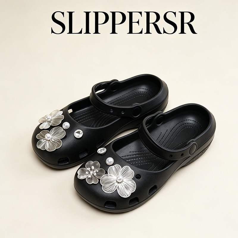 Croc Shoes Mary Jane Women's Fashionable Summer New Soft-Soled Non-Slip Ballet Shoes for Indoor and Outdoor Wear Closed-Toe Sandals