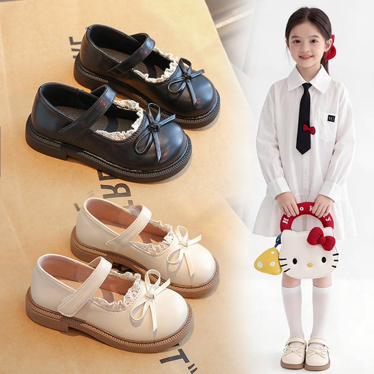 Zapatos de princesa de niñas arco extranjero zapatos de encaje de cuero primavera y otoño 2026 nuevos zapatos para niños zapatos de rendimiento de estudiantes image 1