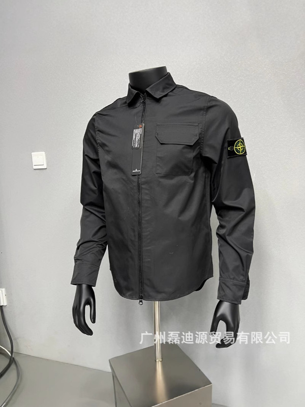 国境を越えた貿易 ST Stone 韓国版メンズカジュアルシンプルルーズ長袖ラペルジッパーカーディガンワークシャツ|undefined