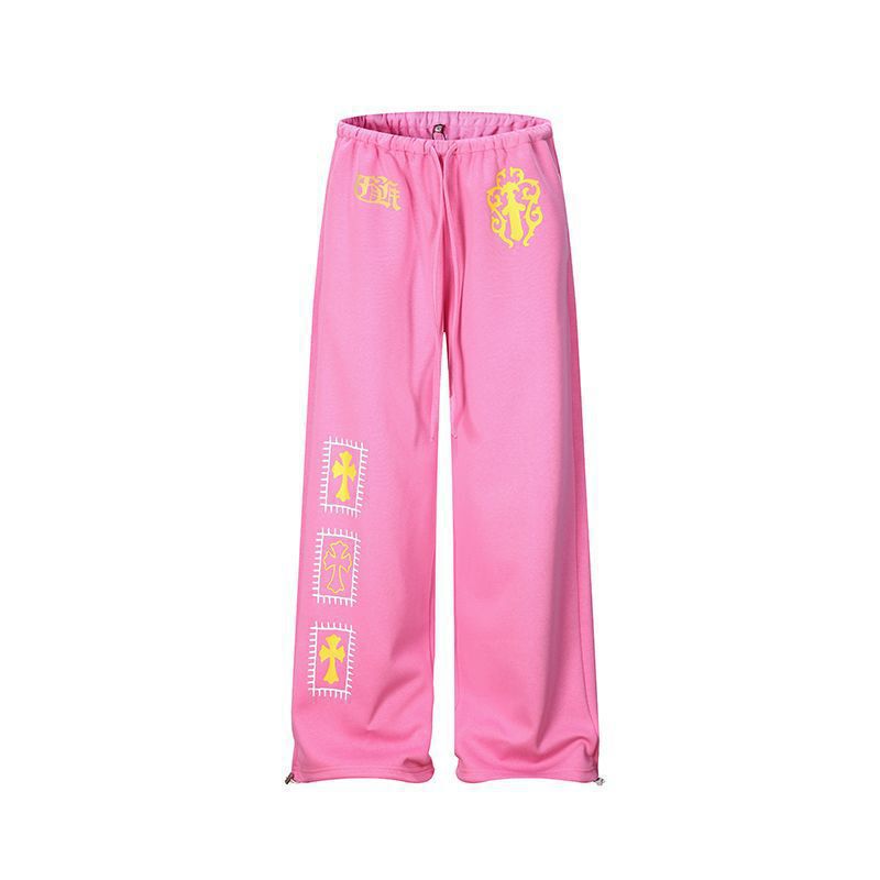 2026 Autumn American Gothic Style Cross Print Drawstring Sweatpants Unisex Loose Wide-Leg Pants for Dancing 2026 Autumn American Gothic Style Cross Print Drawstring Sweatpants Unisex Loose Wide-Leg Pants for Dancing