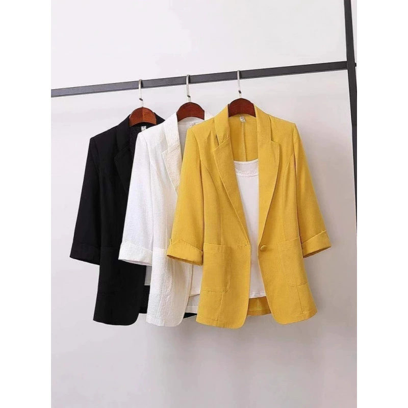 Летний тонкий женский костюм 2025 года в корейском стиле, свободный малый пиджак больших размеров