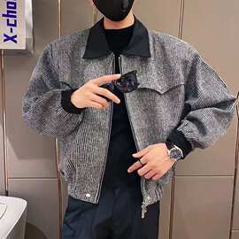 2026春秋新款高级感长袖外套休闲帅气痞帅男装上衣百搭潮牌夹克男