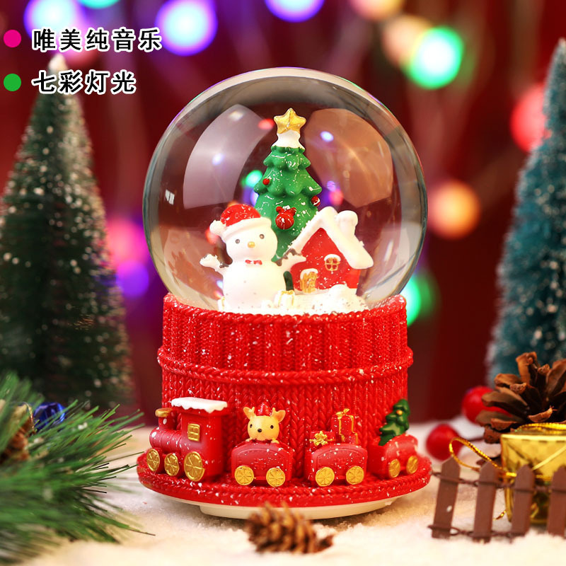 Nuevos productos transfronterizos regalos de Navidad creativos artesanía de resina decoración de escritorio adornos caja de sonido regalos de bola de cristal