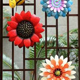 户外花园庭院铁艺花朵幼儿园阳台院子布置园艺墙面造景装饰挂件