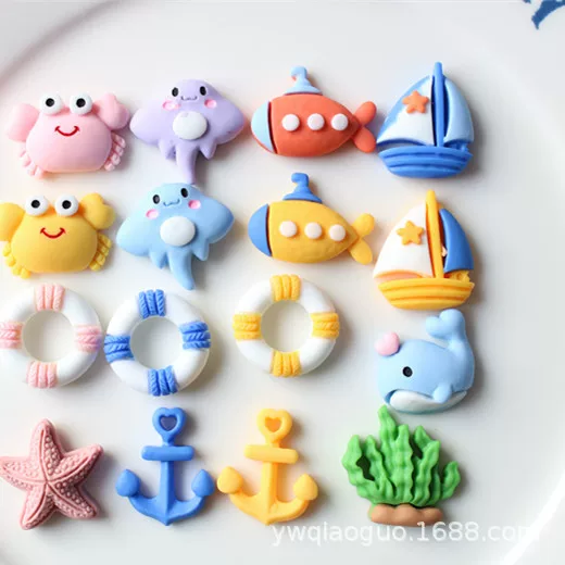 Solid Color Ocean Jellyfish Series DIY Cream Glue Mobile Phone Case Jewelry Resin Accessories Refrigerator Magnet Storage Box Patch
