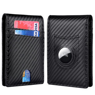 New European and American men's leather airtag wallet leather short wallet RFID with locator dollar card holder factory