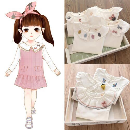 Girls' bottoming shirt, spring and autumn clothing, children's doll collar top, baby girl's long-sleeved T-shirt, children's clothing one piece drop shipping