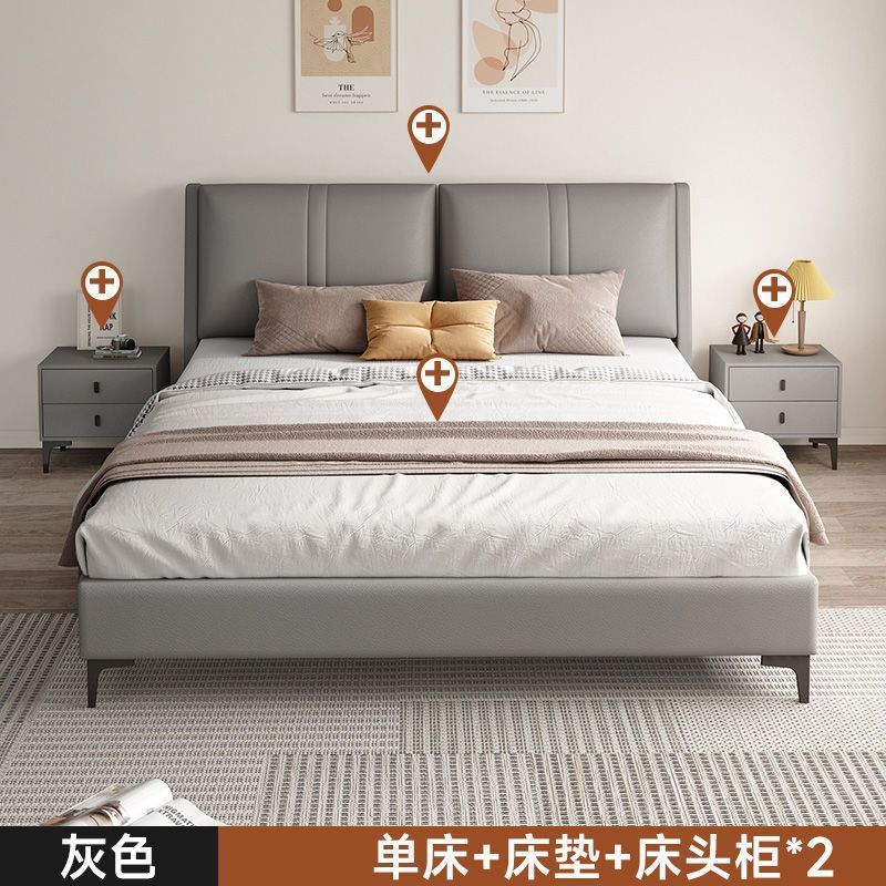 科技布实木床简约1.8米主卧经济型双人床软包家用1.5米单人床商贸|undefined