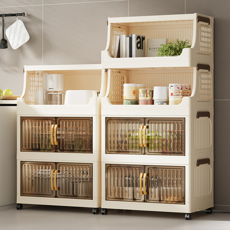 40-50-60-70 Multi-Layer Mobile Snack Storage Cabinet for Home Living Room and Bedroom, Foldable Storage Rack