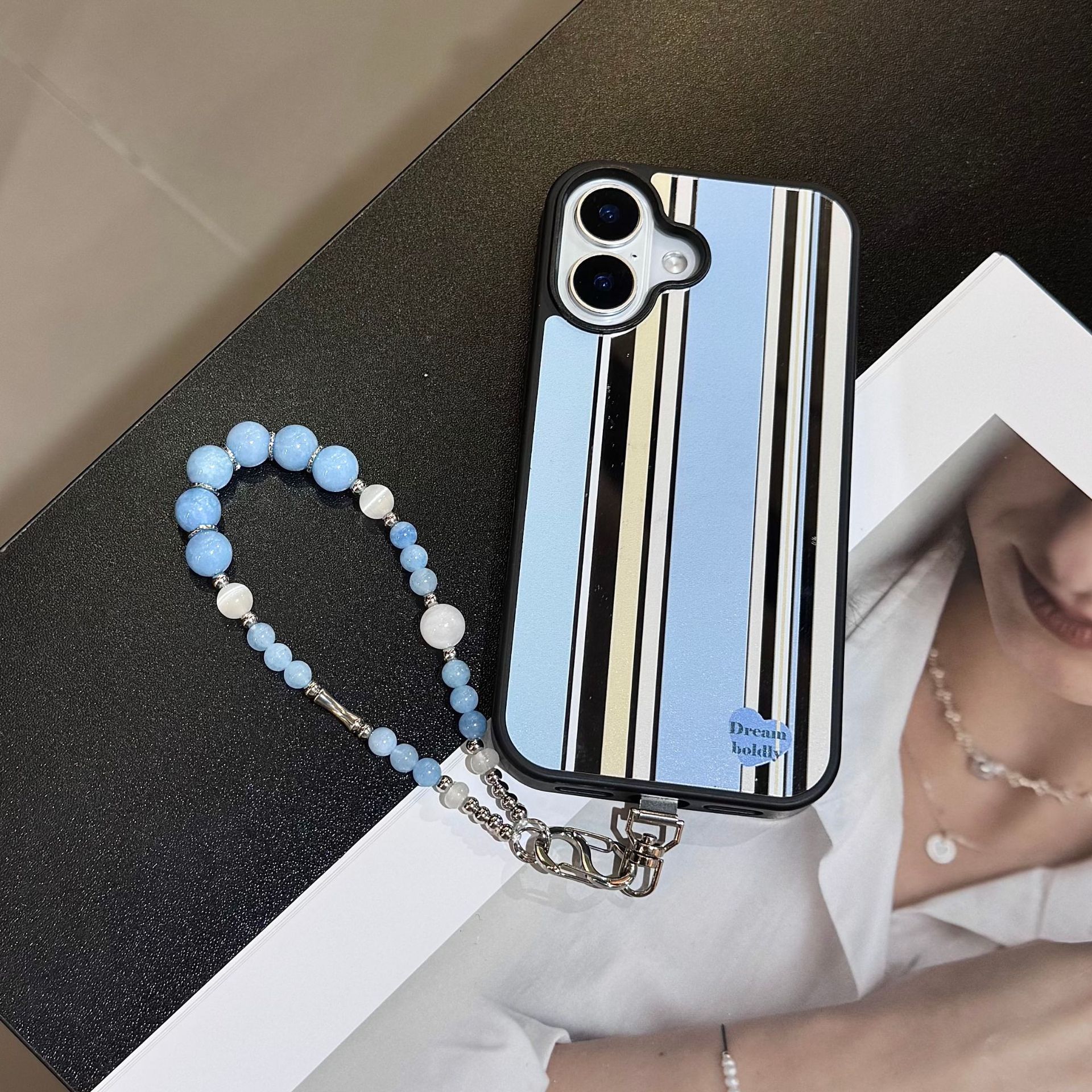 Nueva marca de marea de alta calidad fresca cadena de anabavia con cuentas de caso de teléfono móvil colgante bolso colgante colgante de muñeca inswind