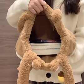 2024新款毛茸秋冬单肩包可爱包包女生软萌奇奇蒂蒂毛绒绒玩偶包女