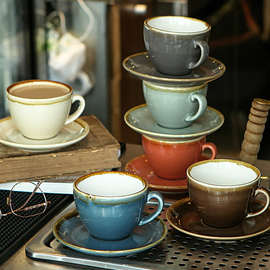 96咖啡杯套装拉花拿铁陶瓷意式复古杯碟杯子家用下午茶