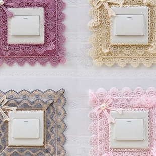Switch Protective Cover Switch Sticker Border Cover Fabric Lace Wall Decoration Wall Sticker Switch Sticker Socket Protective Cover