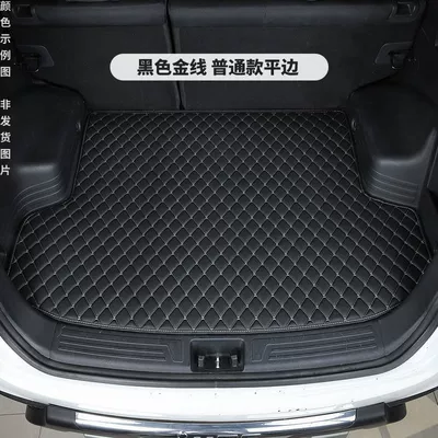 Trunk Mat — 3 Series, 5 Series, Bmw - black-gold-thread-flat-edge-thickened-model-05-12-bmw-3-series-the-storage-box-on-the-left-side-of-the-original-car-is-raised