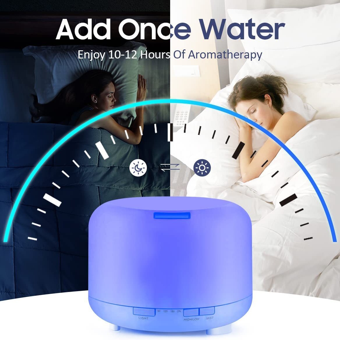 Muji humidificador 500ml escritorio dormitorio colorido lámpara de aromaterapia tiempo gran capacidad ultrasónica máquina